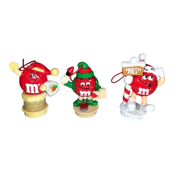 Vintage 90s Mars Inc Lot of 9 M&M Christmas Ornament Toppers Assorted 3 - 3.5" - Picture 6 of 8